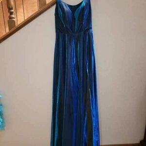 Elegant Blue Metallic Gown